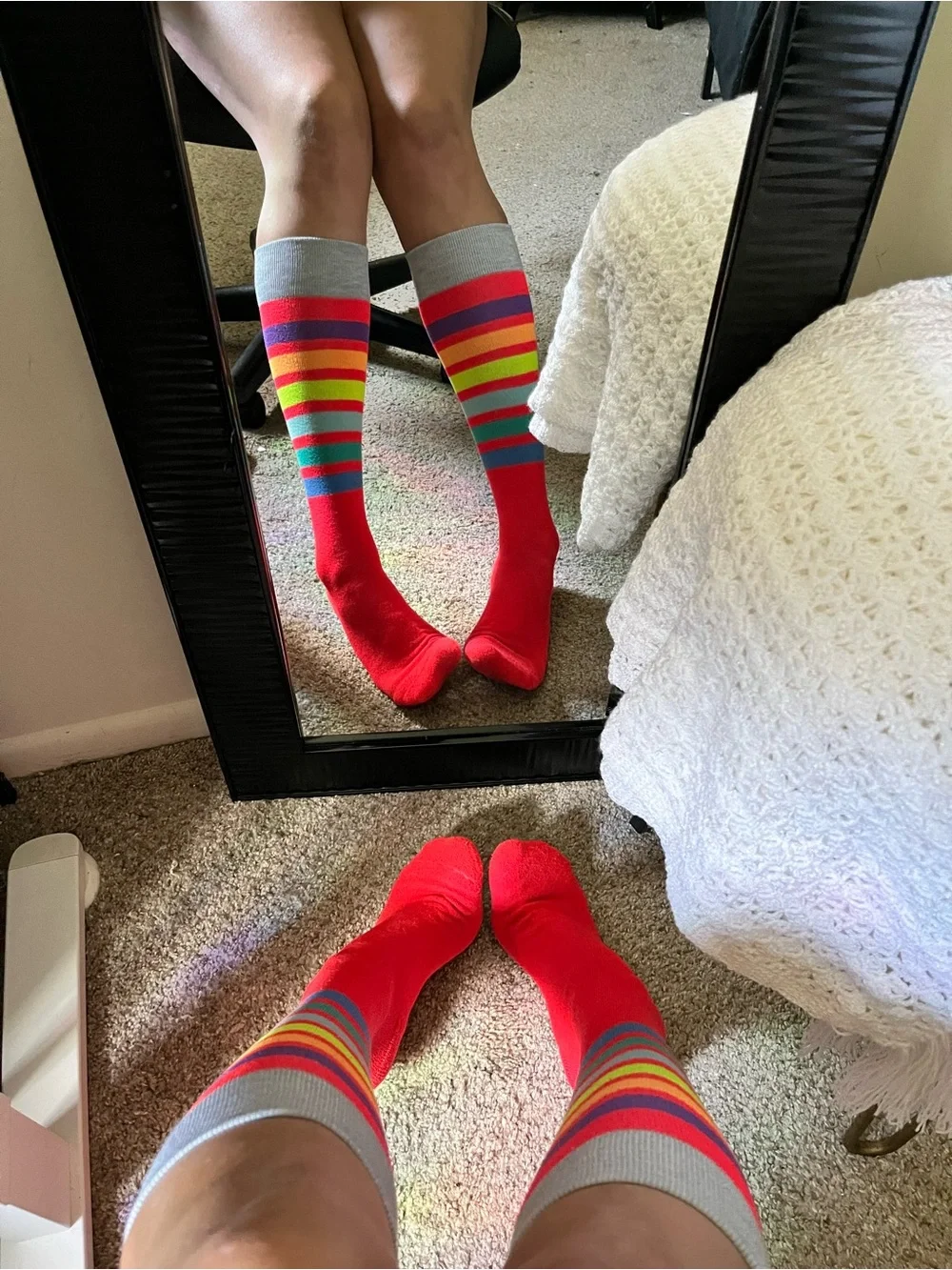 Bright Red Knee-High Colorblock REEBOK Socks